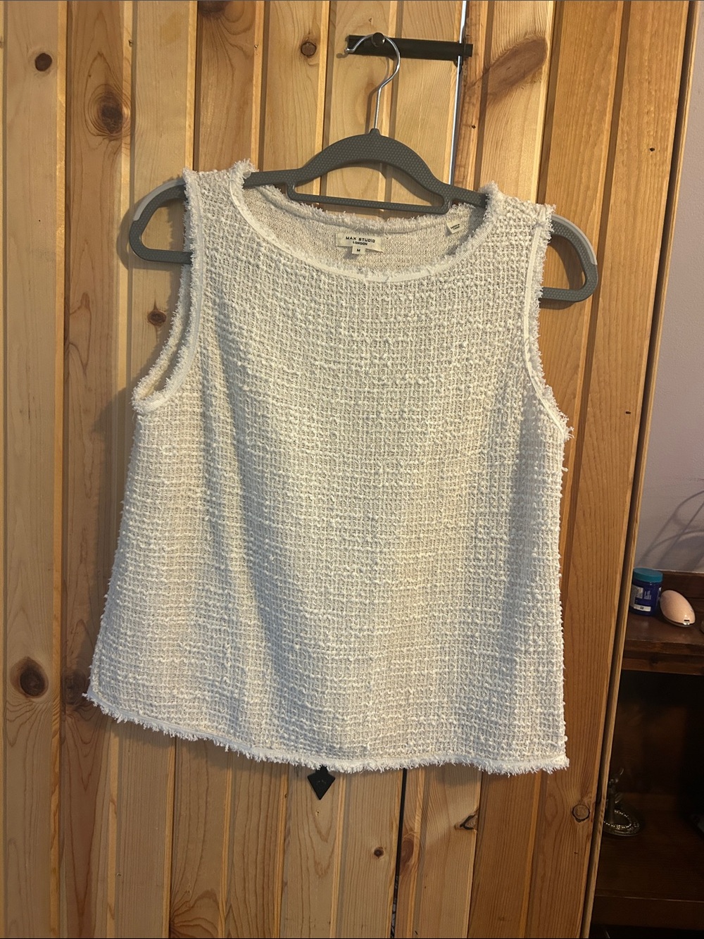 Max Studio Cream Bouclé Sleeveless Tank Top
